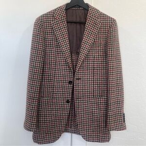 Suitsupply Red and Brown Houndstooth Blazer